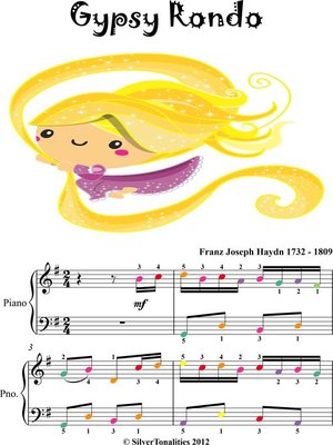 cover image of Gypsy Rondo Easy Piano Sheet Music with Colored Notes